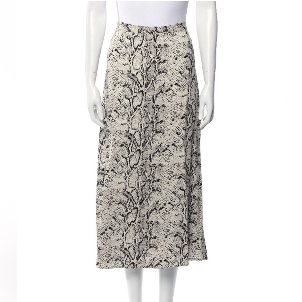 Reformation Black Printed Midi Length Skirt Size 10